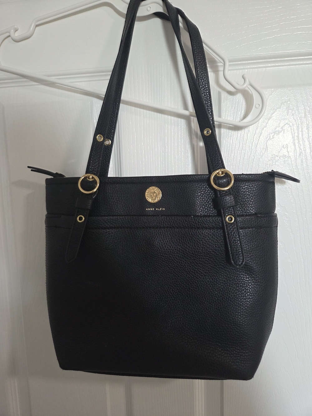 Anne Klein Black Pebbled Leather Tote
